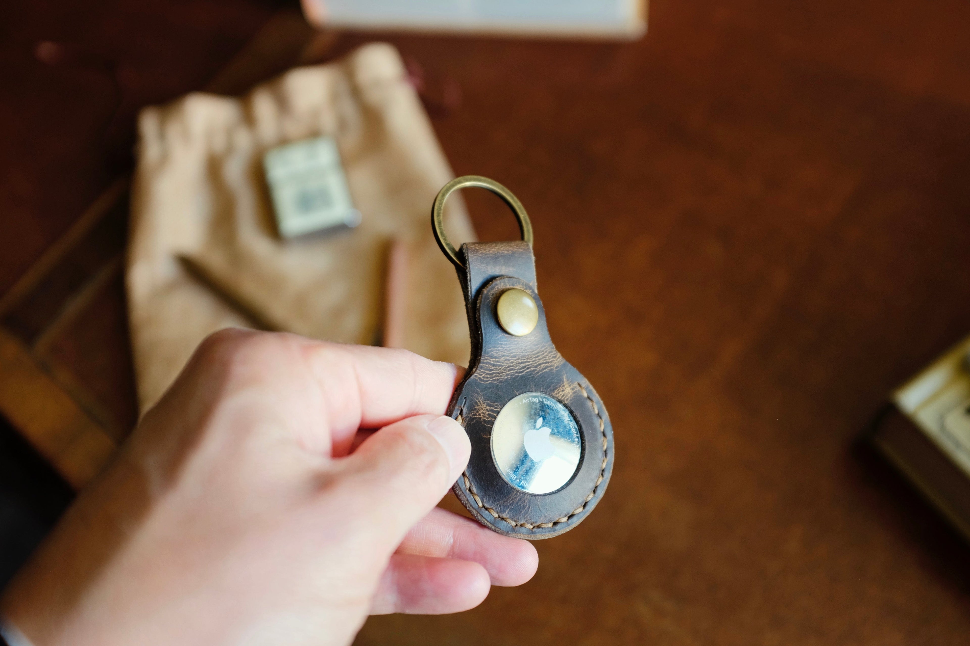 Leather AirTag Key Ring - Apple AirTag, Handmade Full-Grain Leather | Yarets Leather
